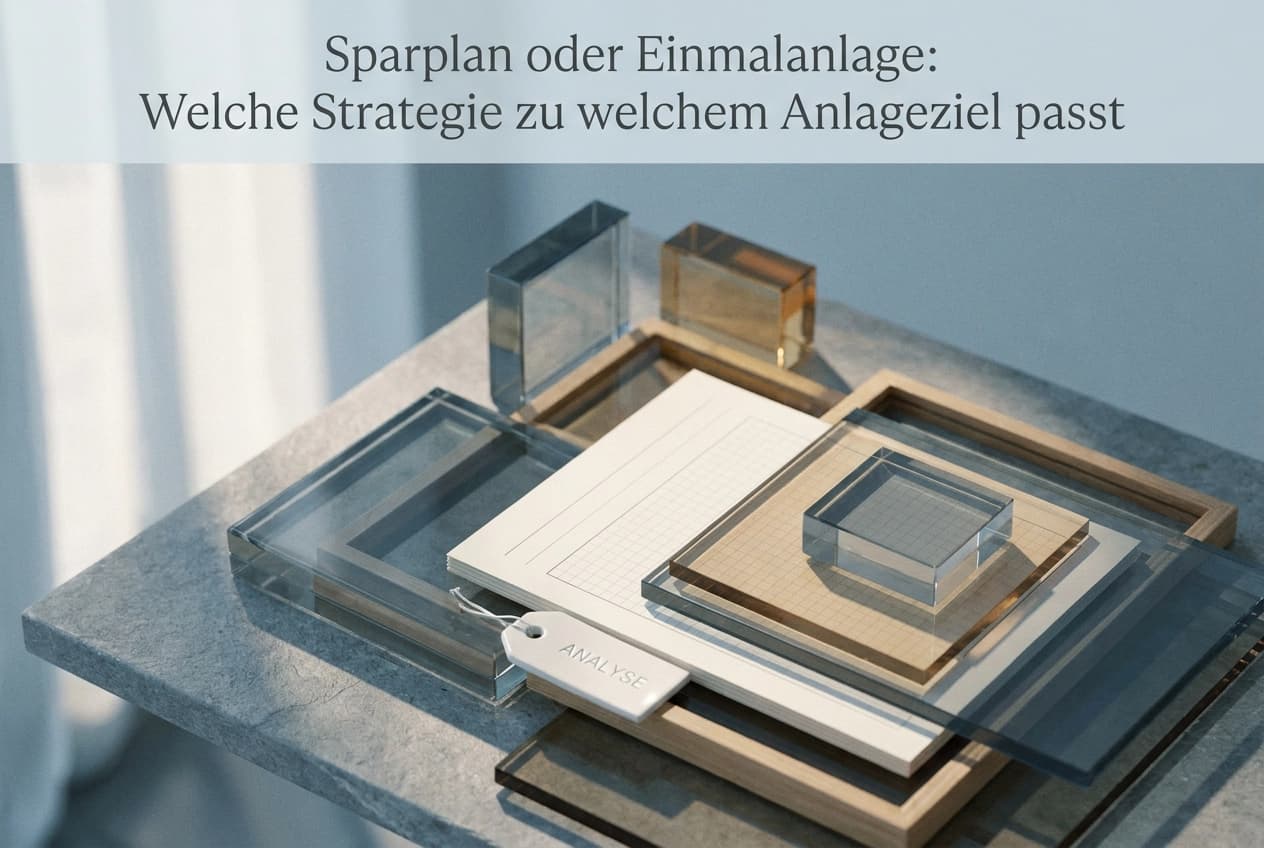 Professional header image for comparison analysis: Sparplan oder Einmalanlage: Welche Strategie zu welchem A...